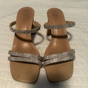 A New Day Tan Heels with Silver Straps